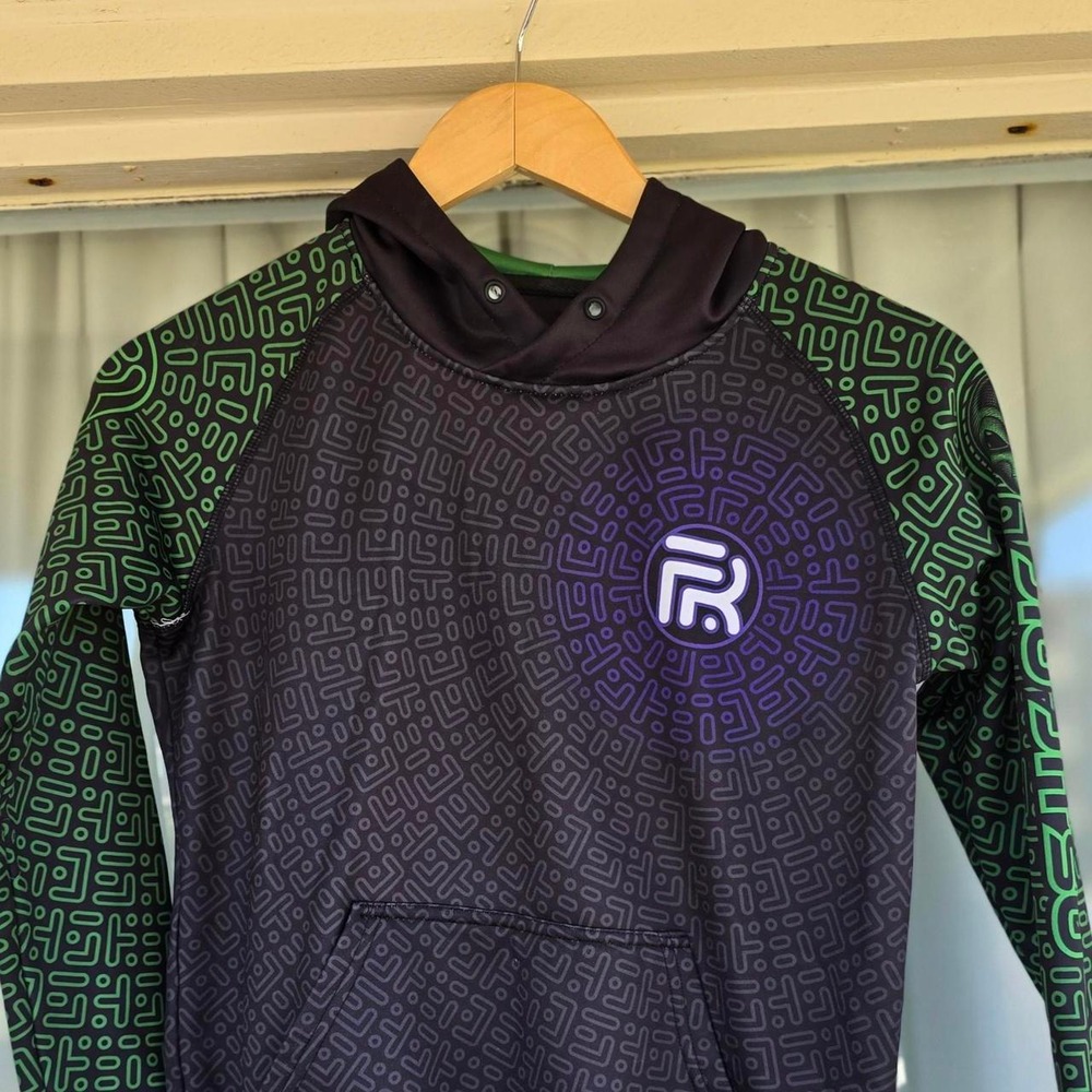 Flow N Roll Youth S Pullover Hoodie Alien Jiu Jitsu Graphic Black Green